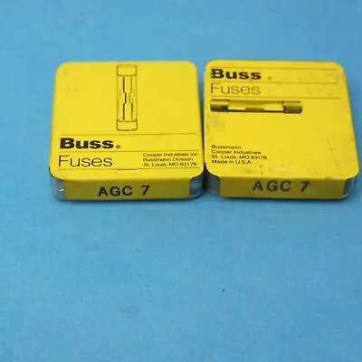 Bussmann AGC-7 Fast-Acting Glass Fuse 3AG 1/4” X 1-1/4” 7 Amp 250 VAC Qty 6 • $7.49