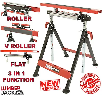 Metal Roller Stand Multi Function 3 In 1 Telescopic Folding Lumberjack Workbench • £49.99