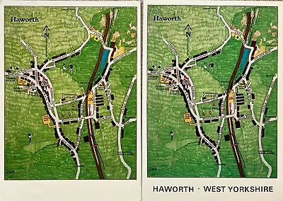 Pair Of Map Postcards Of Haworth By Larkfield For The Keighley/Worth Railway • £3