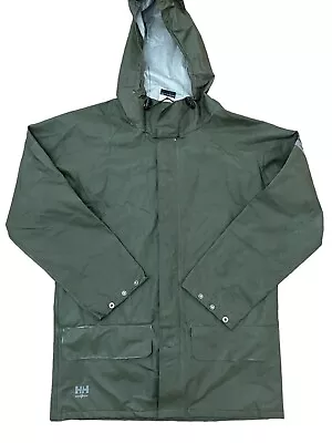 Helly Hansen Men’s Small Work Wear PVC Rain Jacket Waterproof Fishing Snap Front • $29.99