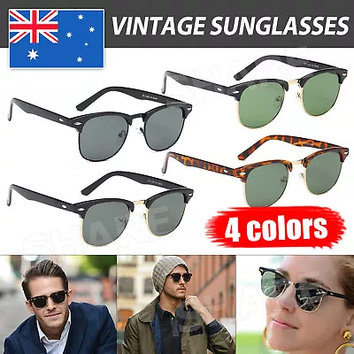 $10.45 • Buy Polarised Sunglasses - Vintage / Retro Half Rimmed Frames - Polarized Lens