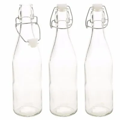 3 X 500ml Glass Swing Flip Top Lid Bottles Brew Beer Cider Water Reusable Home • £4.99