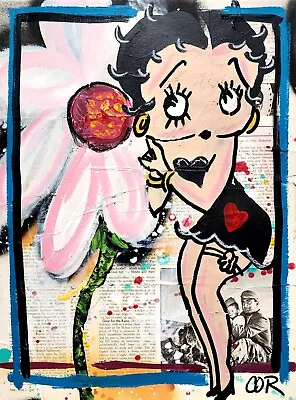 Corbellic Cubism 12x16 Betty Boop Flower Vintage Original Canvas Luxury Home Art • $10.50