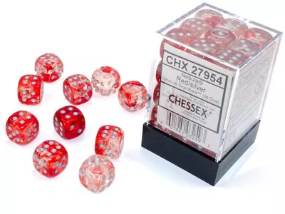 Chessex 12mm D6 Dice Block Nebula Red/Silver W/Luminary • $17
