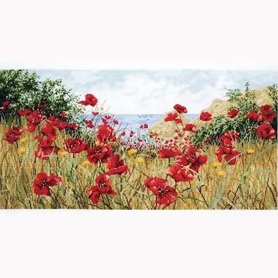 Anchor Counted Cross Stitch Kit  Maia Collection Clifftop Poppies  23x45cm DIY • $73.58