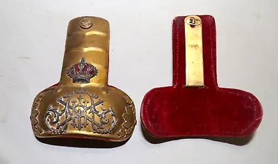 Pair Of Antique 1800's Spanish Epaulettes Gilded Brass Silver Military Soldier • $287.99