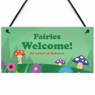 Fairies Welcome Personalised Fairy Garden Sign For Summerhouse Shed • £6.99