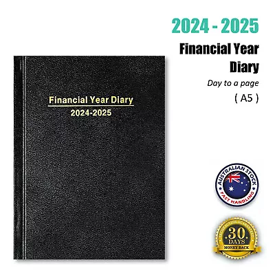 2024 - 2025 Financial Year Diary A5 Day To A Page Hard Cover Planner Organizer • $19.95