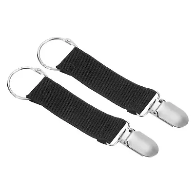 Mitten Clips 2Pcs Elastic Webbing Glove Clamp With Clip Ring Black • $7.10