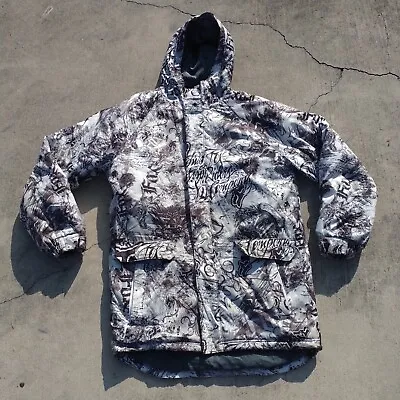 Fox Racing Jacket Mens Large Hooded Quilted Thermolite Motocross All Over Print • $54.87