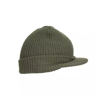 Acrylic Peaked Cap US Army Military Style Winter Watch Jeep Hat Olive Green • £7.59