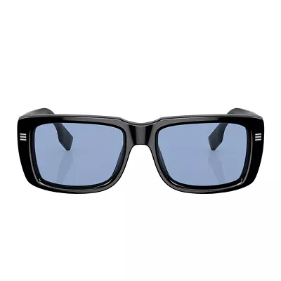 Burberry JARVIS BE 4376U 300172 Black Plastic Rectangle Sunglasses Blue Lens • $139