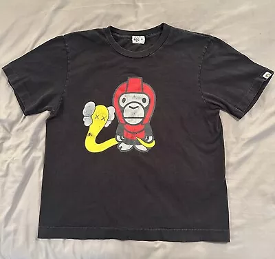 Vintage A Bathing Ape Bape Kaws Baby Milo Helmet Snake Black T Shirt Size XL WOW • $120