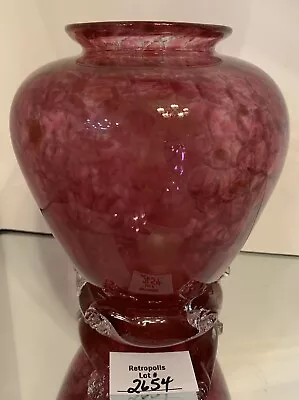 Art Glass Vase Cranberry Marbled With Gold Sparkles Marked Ruby Glass 2012 • $51.30