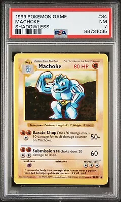 Pokemon TCG PSA 8 / 10 NM/ Mint  Machoke 34/102 Base Set Shadowless • $20
