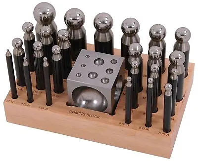 25pc Steel Doming Block And Punch Set Dapping Craft Metal Shaping Tool • £35.99
