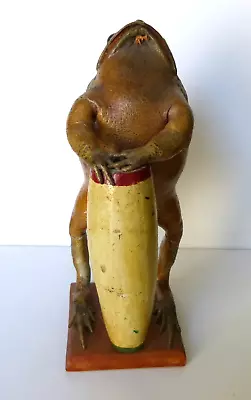 Vintage Taxidermy Real Bullfrog Toad Playing Bongo Drum Mexican Folk Art 1973 • $59.95