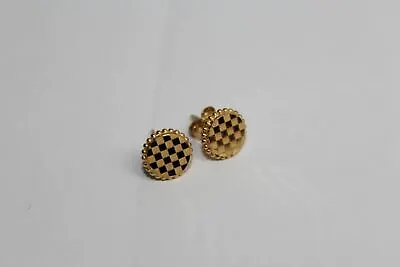 LINKS OF LONDON Ladies Ascot Quarter Pattern Yellow Gold Earrings RRP126 NEW • £18.90