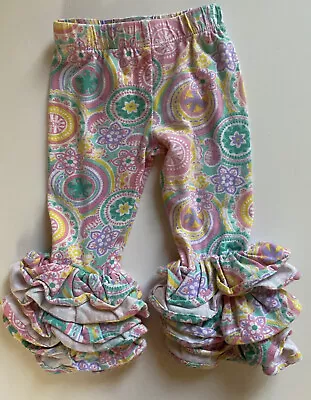 Mud Pie Baby Infant Girl's Ruffle Pants Size 0-6 Months Whimsical Colorful Print • $5