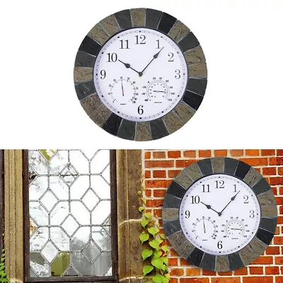 Resin Vintage Outdoor Garden Wall Clock With/Thermometer /Hygrometer Display • £14.95