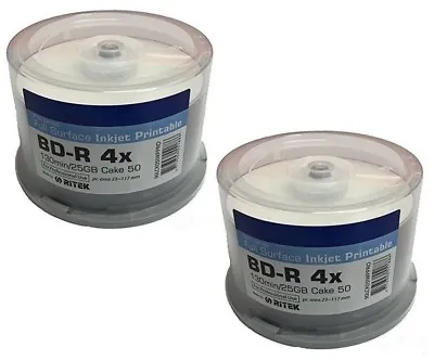 £60.99 • Buy 100 Ritek Pro Blank Blu Ray Discs 4x Bulkpack Inkjet Printable BD R 25GB