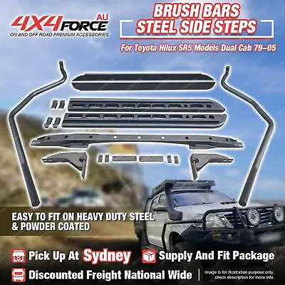 Side Steps Brush Rail Bars Rock Sliders For Toyota Hilux 05-on Dual Cab SYD Stoc • $550