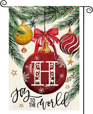Christmas Monogram Letter H Garden Flag Ornament Baubles 12X18 Inch Double Sided • $6.99