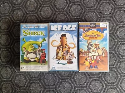 Vhs Kids Bundle - Shrek - Ice Age - American Tail - Tracked Fast Post - Aus  • $14.50