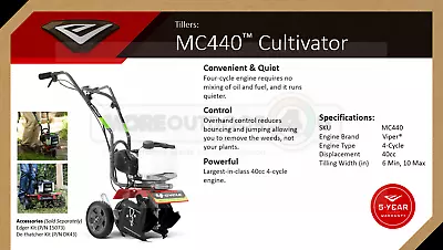 12802 NEW Earthquake MC440 4-CYCLE Mini Cultivator 40cc Garden Flower Bed 5 YEAR • $299.99