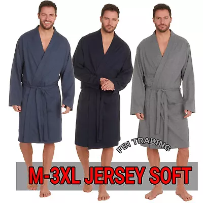 Mens Dressing Gown Jersey Lightweight Summer Robe Wrap Holiday M L XL 2XL 3XL • £14.95