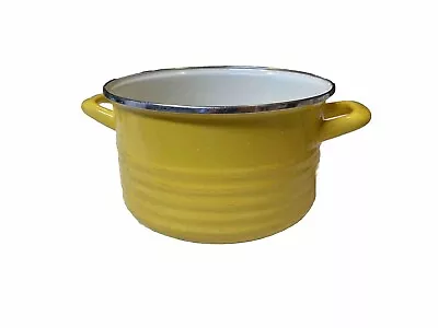 Vintage Chefs Atelier Yellow  Enamel 4 Qt Dutch Oven (no Lid) • $12