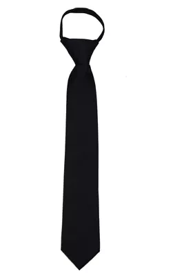 Men's Extra Long Black Solid Pretied XL Zipper Necktie Wedding • $14.95