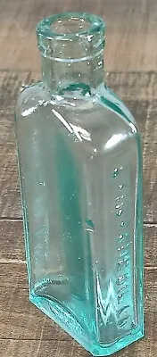  Vtg Antique Three In One Aqua Glass Bottle By 3 In One Oil Company 3¾  Tall   • $10.99