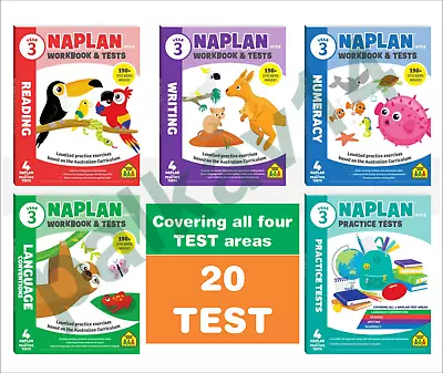 YEAR 3 NAPLAN BOOK SETS All SUBJECTS 5 BOOKS-  20 TEST  (VALUE BUY) -- New Books • $61.95