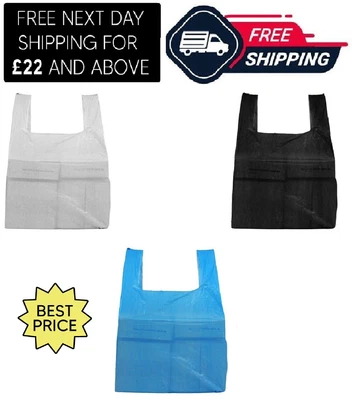 £12.50 • Buy Vest Style Carrier Bags Disposable Polythene Carry Bag For Supermarket