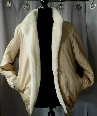 Reversible Lined Coat Country Pacer Jacket Women's Sz. 6 Retro Beige Faux Fur  • $24.04