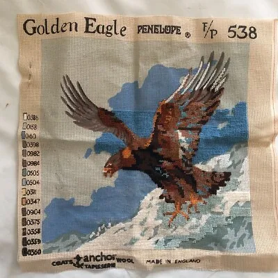 Penelope Golden Eagle 538 Vintage Needlepoint Kit Started 14.5 X 14.75   ENGLAND • $32