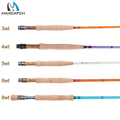 Maxcatch Fiberglass Fly Fishing Rod: 3wt/4wt/5wt/6wt/8wt/10wt Medium-fast Action • $75