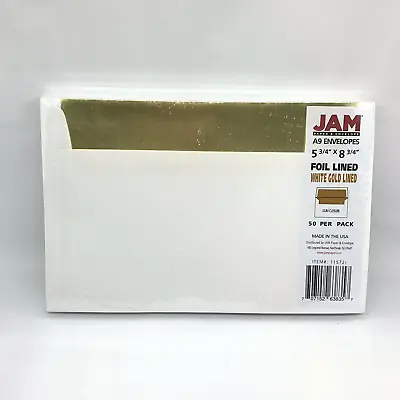 Jam A9 Envelopes White Gold Foil Lined 50 Pieces 5.75 In X 8.75 In • $15.99