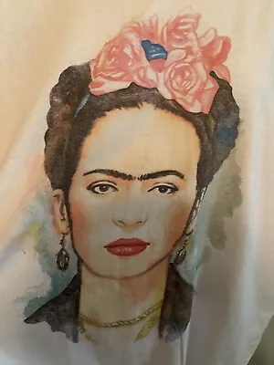 Frida Kahlo Cotton White Graphic T-Shirt Women's Elastic Waistband/sleeve 2X • $19.99