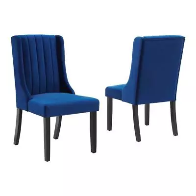 Modway Renew 19.5  Velvet Parson Dining Side Chairs In Navy (Set Of 2) • $147.99