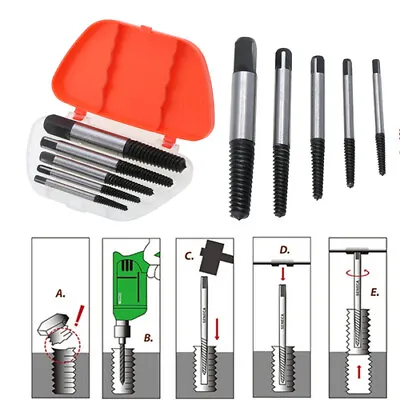 5pcs Screw Extractor Drill Guide Broken Damaged Bolt Remover Easy Out Metric XY • £6.54