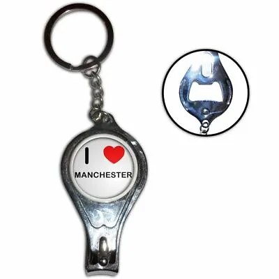 I Love Manchester - Nail Clipper Bottle Opener Metal Key Ring New • £4.99