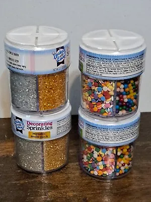 Baked With Love Decorating Sprinkles Sugar Crystal 4 Colors In Each 4 Jars • £14.47