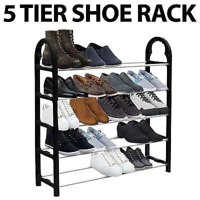 £10.45 • Buy 5 Tier 15 Pairs Shoe Rack Stand Storage Self Organiser Lightweight Compact Space