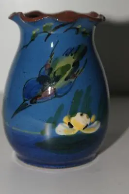 A Lovely Vintage Longpark Torquay Pottery Small Kingfisher Vase8cm. • £8.99