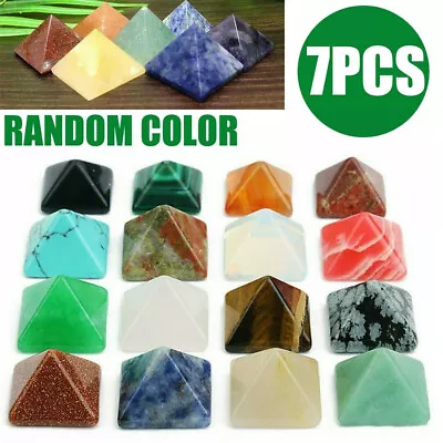 £3.77 • Buy Set Of 7pcs Chakra Pyramid Stone Crystal Natural Healing Wicca Spirituality Gift