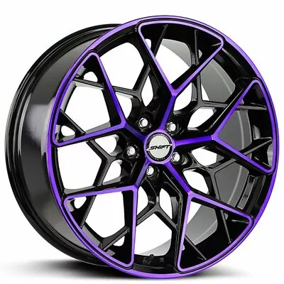 18x8.5  Shift Wheels Piston Gloss Black With Purple Machined Rims (S10) • $779