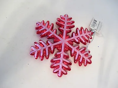 Red & White Snowflake Shatter Resistant Christmas Tree Ornament Decorations • $2.49