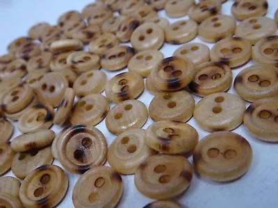 Vintage Wood With Burn Marks With Character 2-Hole Buttons 13mm Lot Of 13 B43-2 • $2.99